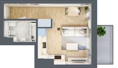 1 pokój, mieszkanie 27,19 m², piętro 3, oferta nr A31, Osiedle Zuchów, Łódź, Górna, Rokicie, ul. Zuchów 4