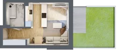 1 pokój, mieszkanie 29,22 m², piętro 2, oferta nr A22, Osiedle Zuchów, Łódź, Górna, Rokicie, ul. Zuchów 4