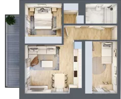 3 pokoje, mieszkanie 53,52 m², piętro 3, oferta nr A26, Osiedle Zuchów, Łódź, Górna, Rokicie, ul. Zuchów 4