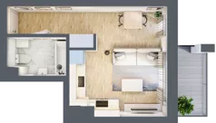1 pokój, mieszkanie 27,34 m², piętro 2, oferta nr D26, Osiedle Zuchów, Łódź, Górna, Rokicie, ul. Zuchów 4