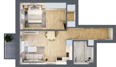 2 pokoje, mieszkanie 44,23 m², piętro 1, oferta nr D12, Osiedle Zuchów, Łódź, Górna, Rokicie, ul. Zuchów 4