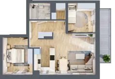 3 pokoje, mieszkanie 59,62 m², piętro 3, oferta nr D28, Osiedle Zuchów, Łódź, Górna, Rokicie, ul. Zuchów 4