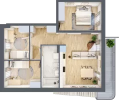 4 pokoje, mieszkanie 63,55 m², piętro 1, oferta nr O8, Villa Stoki, Łódź, Widzew, ul. Beskidzka 109