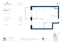2 pokoje, mieszkanie 46,70 m², piętro 1, oferta nr A1.7.14, Cascada, Łódź, Bałuty, ul. Inflacka 120
