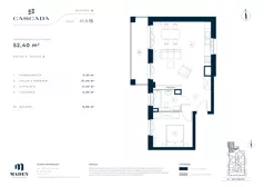 2 pokoje, mieszkanie 52,40 m², piętro 1, oferta nr A1.8.15, Cascada, Łódź, Bałuty, ul. Inflacka 120