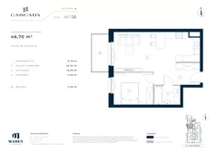 2 pokoje, mieszkanie 46,70 m², piętro 2, oferta nr A2.7.22, Cascada, Łódź, Bałuty, ul. Inflacka 120