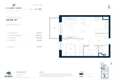 2 pokoje, mieszkanie 49,30 m², piętro 6, oferta nr A6.3.50, Cascada, Łódź, Bałuty, ul. Inflacka 120