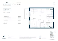 2 pokoje, mieszkanie 49,30 m², piętro 7, oferta nr A7.3.54, Cascada, Łódź, Bałuty, ul. Inflacka 120