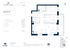 3 pokoje, mieszkanie 63,40 m², piętro 1, oferta nr A1.3.10, Cascada, Łódź, Bałuty, ul. Inflacka 120