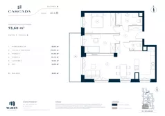 3 pokoje, mieszkanie 73,60 m², piętro 1, oferta nr A1.4.11, Cascada, Łódź, Bałuty, ul. Inflacka 120