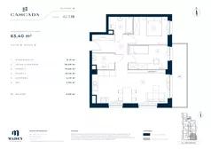 3 pokoje, mieszkanie 63,40 m², piętro 2, oferta nr A2.3.18, Cascada, Łódź, Bałuty, ul. Inflacka 120
