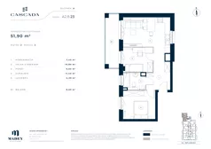 3 pokoje, mieszkanie 51,90 m², piętro 2, oferta nr A2.8.23, Cascada, Łódź, Bałuty, ul. Inflacka 120