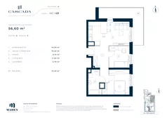 3 pokoje, mieszkanie 56,60 m², piętro 6, oferta nr A6.1.48, Cascada, Łódź, Bałuty, ul. Inflacka 120