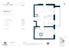 3 pokoje, mieszkanie 56,50 m², piętro 7, oferta nr A7.1.52, Cascada, Łódź, Bałuty, ul. Inflacka 120