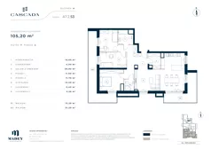 4 pokoje, mieszkanie 105,20 m², piętro 7, oferta nr A7.2.53, Cascada, Łódź, Bałuty, ul. Inflacka 120