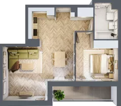 2 pokoje, mieszkanie 49,36 m², piętro 4, oferta nr A4.4, Piekarska Park, Łódź, Bałuty, ul. Piekarska 27/29