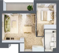 2 pokoje, mieszkanie 42,61 m², piętro 1, oferta nr B1.4, Piekarska Park, Łódź, Bałuty, ul. Piekarska 27/29