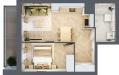 2 pokoje, mieszkanie 36,66 m², piętro 1, oferta nr B1.5, Piekarska Park, Łódź, Bałuty, ul. Piekarska 27/29