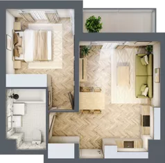 2 pokoje, mieszkanie 41,49 m², piętro 2, oferta nr B2.4, Piekarska Park, Łódź, Bałuty, ul. Piekarska 27/29