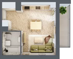 1 pokój, mieszkanie 30,28 m², piętro 6, oferta nr B6.2, Piekarska Park, Łódź, Bałuty, ul. Piekarska 27/29