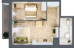2 pokoje, mieszkanie 38,01 m², piętro 4, oferta nr B4.3, Piekarska Park, Łódź, Bałuty, ul. Piekarska 27/29