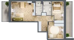 3 pokoje, mieszkanie 64,93 m², piętro 1, oferta nr A2.1.4, Apartamenty Nowe Miasto, Zgierz, ul. Orla 12