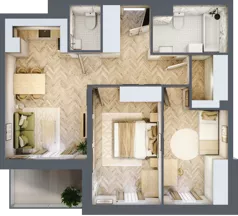 3 pokoje, mieszkanie 62,93 m², piętro 3, oferta nr A1.3.3, Apartamenty Nowe Miasto, Zgierz, ul. Orla 12