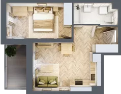 2 pokoje, mieszkanie 39,73 m², piętro 2, oferta nr A3.2.2, Apartamenty Nowe Miasto, Zgierz, ul. Orla 12