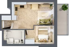 2 pokoje, mieszkanie 33,47 m², piętro 4, oferta nr B2.4.2, Apartamenty Nowe Miasto, Zgierz, ul. Orla 12