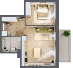 2 pokoje, mieszkanie 43,63 m², piętro 3, oferta nr B2.3.10, Apartamenty Nowe Miasto, Zgierz, ul. Orla 12