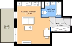 1 pokój, mieszkanie 30,34 m², piętro 4, oferta nr B1.4.6, Apartamenty Nowe Miasto, Zgierz, ul. Orla 12