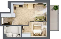 2 pokoje, mieszkanie 35,95 m², piętro 3, oferta nr B1.3.10, Apartamenty Nowe Miasto, Zgierz, ul. Orla 12