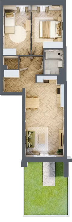 3 pokoje, mieszkanie 61,87 m², parter, oferta nr 1, Nowy Czechów, Lublin, Czechów Południowy, ul. Kameralna 3