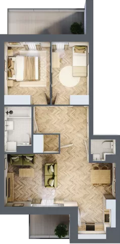 3 pokoje, mieszkanie 62,32 m², piętro 5, oferta nr 156, Nowy Czechów, Lublin, Czechów Południowy, ul. Kameralna 3