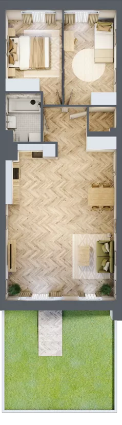3 pokoje, mieszkanie 70,68 m², parter, oferta nr 42, Nowy Czechów, Lublin, Czechów Południowy, ul. Kameralna 3