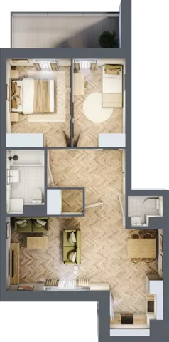 3 pokoje, mieszkanie 62,32 m², piętro 9, oferta nr 192, Nowy Czechów, Lublin, Czechów Południowy, ul. Kameralna 3