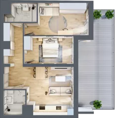 3 pokoje, mieszkanie 68,03 m², piętro 1, oferta nr 2/B7, Dzielnica Parkowa, Rzeszów, Słocina, ul. Ignacego Paderewskiego 47
