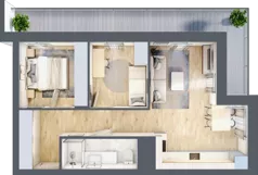 3 pokoje, mieszkanie 52,67 m², piętro 2, oferta nr 7/B8, Dzielnica Parkowa, Rzeszów, Słocina, ul. Ignacego Paderewskiego 47