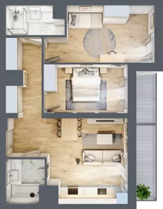3 pokoje, mieszkanie 67,08 m², piętro 2, oferta nr 8/B8, Dzielnica Parkowa, Rzeszów, Słocina, ul. Ignacego Paderewskiego 47