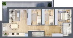 4 pokoje, mieszkanie 74,69 m², piętro 8, oferta nr 48/B8, Dzielnica Parkowa, Rzeszów, Słocina, ul. Ignacego Paderewskiego 47