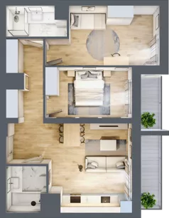 3 pokoje, mieszkanie 67,08 m², piętro 7, oferta nr 38/B8, Dzielnica Parkowa, Rzeszów, Słocina, ul. Ignacego Paderewskiego 47