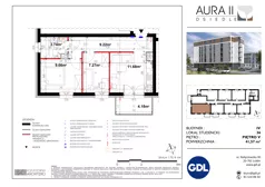 3 pokoje, lokal inwestycyjny 41,52 m², piętro 5, oferta nr LS-36, Aura II, Lublin, Felin, Majdanek, ul. Józefa Franczaka "Lalka" 1A