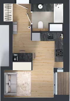 1 pokój, mieszkanie 25,67 m², piętro 1, oferta nr LM-097, Perspektywa Czechów, Lublin, Czechów Północny, ul. Wojtasa