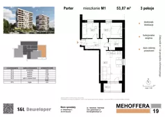 3 pokoje, mieszkanie 53,87 m², parter, oferta nr 1, Mehoffera 19, Ropczyce, ul. Mehoffera 19