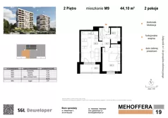 2 pokoje, mieszkanie 44,10 m², piętro 2, oferta nr 9, Mehoffera 19, Ropczyce, ul. Mehoffera 19