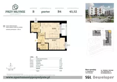 2 pokoje, mieszkanie 45,52 m², parter, oferta nr B4, Apartamenty przy Młynie, Boguchwała, ul. Cicha 2