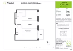 3 pokoje, mieszkanie 50,54 m², piętro 1, oferta nr OP/A1/P1/07, Osiedle Pogodne, Puck, ul. Pogodna