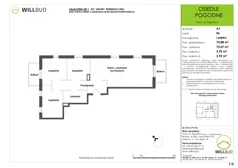 4 pokoje, mieszkanie 73,07 m², piętro 1, oferta nr OP/A1/P1/06, Osiedle Pogodne, Puck, ul. Pogodna