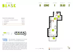 1 pokój, mieszkanie 29,63 m², piętro 2, oferta nr B-C2M2, Osiedle Blask, Łódź, Bałuty, ul. Smugowa 24