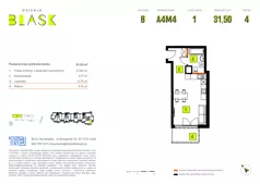 1 pokój, mieszkanie 31,50 m², piętro 4, oferta nr B-A4M4, Osiedle Blask, Łódź, Bałuty, ul. Smugowa 24